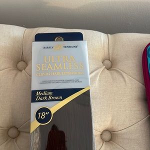 Barely Xtensions 18” 5 Piece Set NEW Medium Dark Brown Remy Hair Extensions